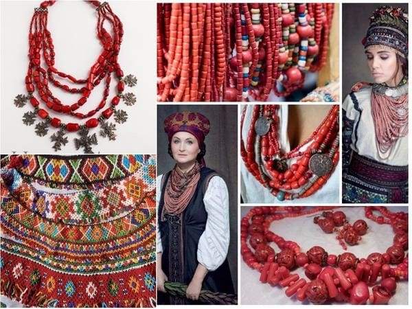 Red Ukrainian Accessories Necklace, Beads, Handmade Ceramic Beaded