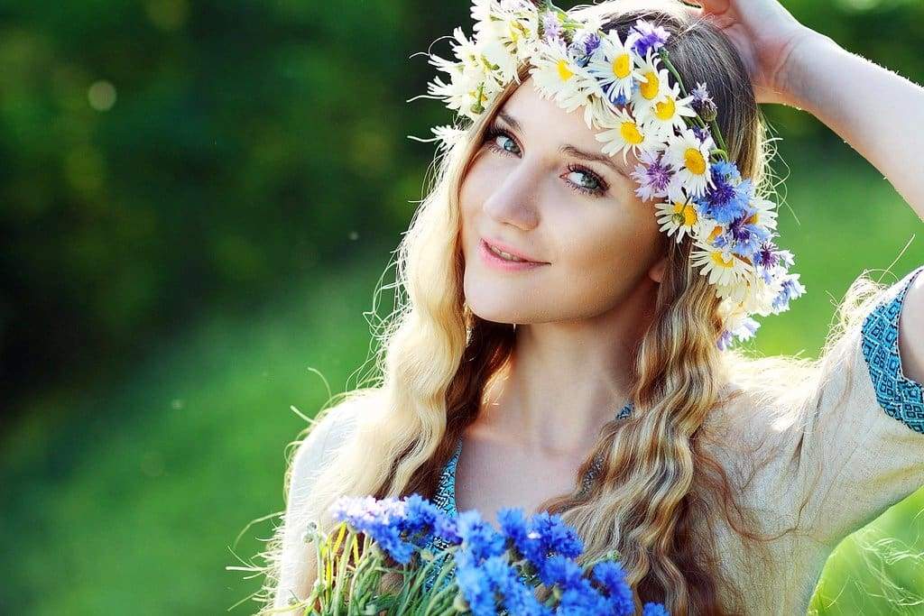 girl in a floral wreath