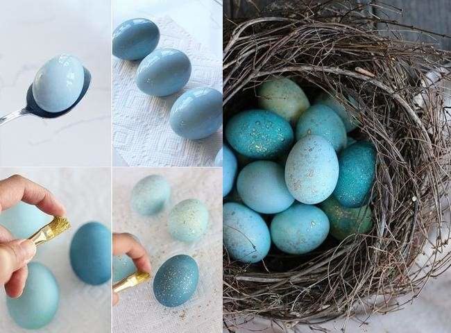 голубые праздничные яйца