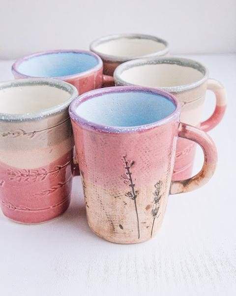 pink ceramic mug
