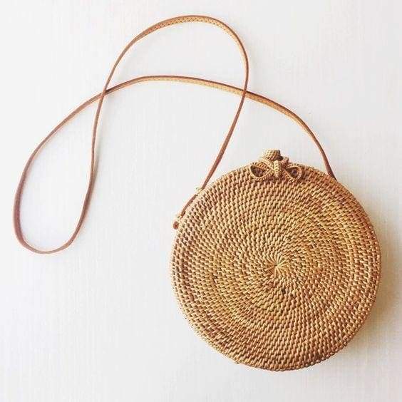 round circle rattan bag