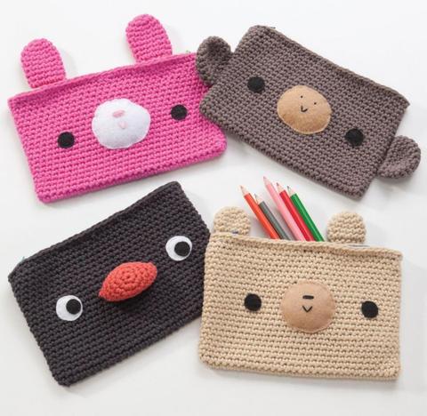 Crochet pencil bags