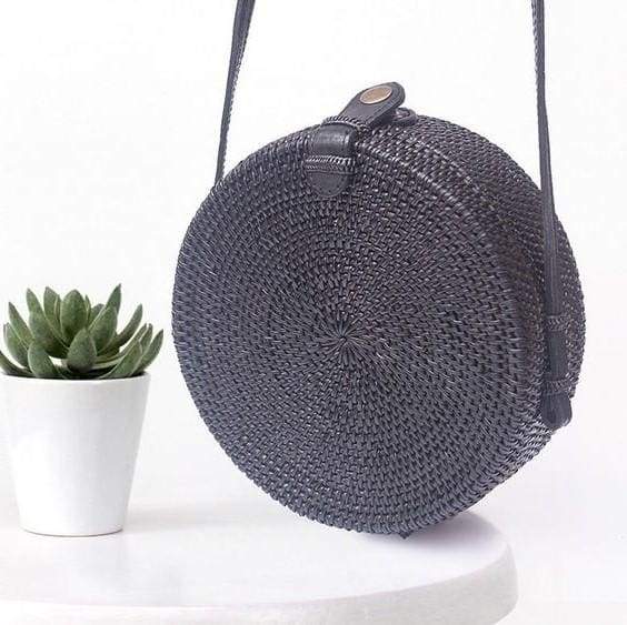 black round rattan ata bag