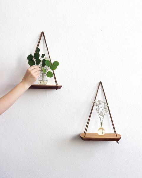 wooden shelves